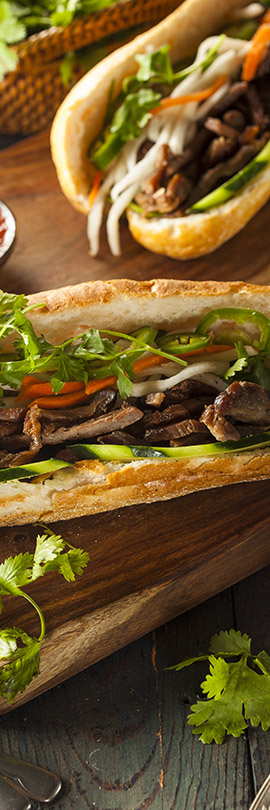 Juicy Tea Pork Banh mi sandwich 2 side